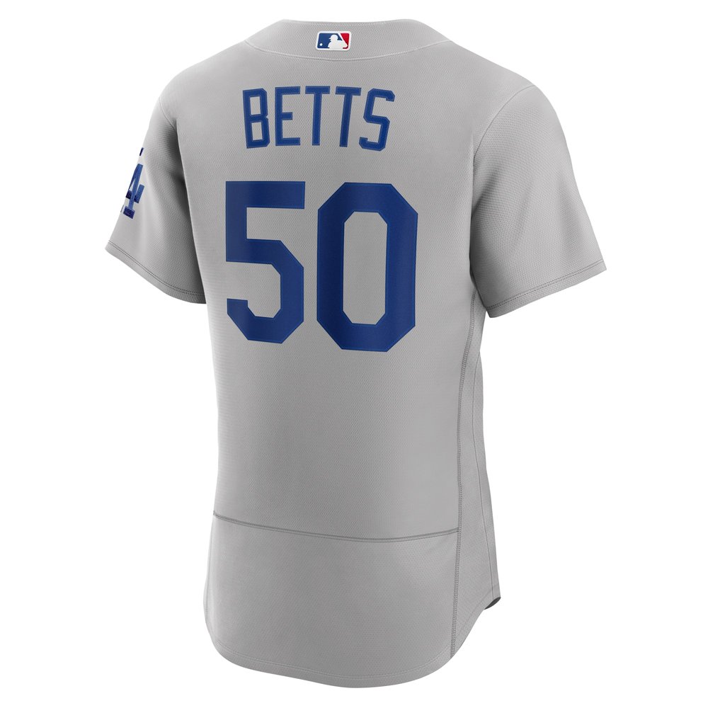 Men's Los Angeles Dodgers #50 Mookie Betts Gray 2024 World Series Alternate Authentic Player Jersey Men's Los Angeles Dodgers #50 Mookie Betts Gray 2024 World Series Alternate Authentic Player Jersey