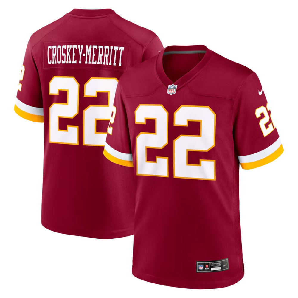 Men's Washington Commanders #22 Jacory Croskey-Merritt Burgundy Game Jersey