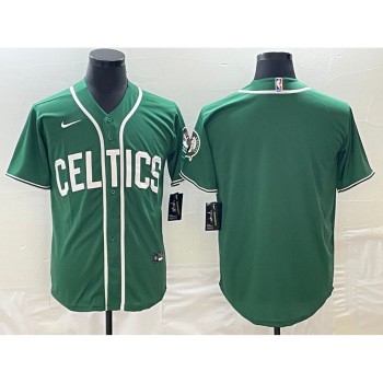 Men's Boston Celtics Blank Green Stitched Baseball Jersey Men's Boston Celtics Blank Green Stitched Baseball Jersey