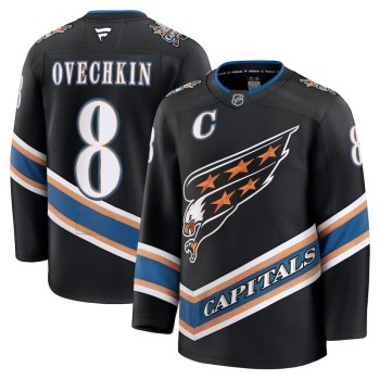 Men's Washington Capitals #8 Alexander Ovechkin Black Alternate 50th Anniversary Premium Jersey Men's Washington Capitals #8 Alexander Ovechkin Black Alternate 50th Anniversary Premium Jersey