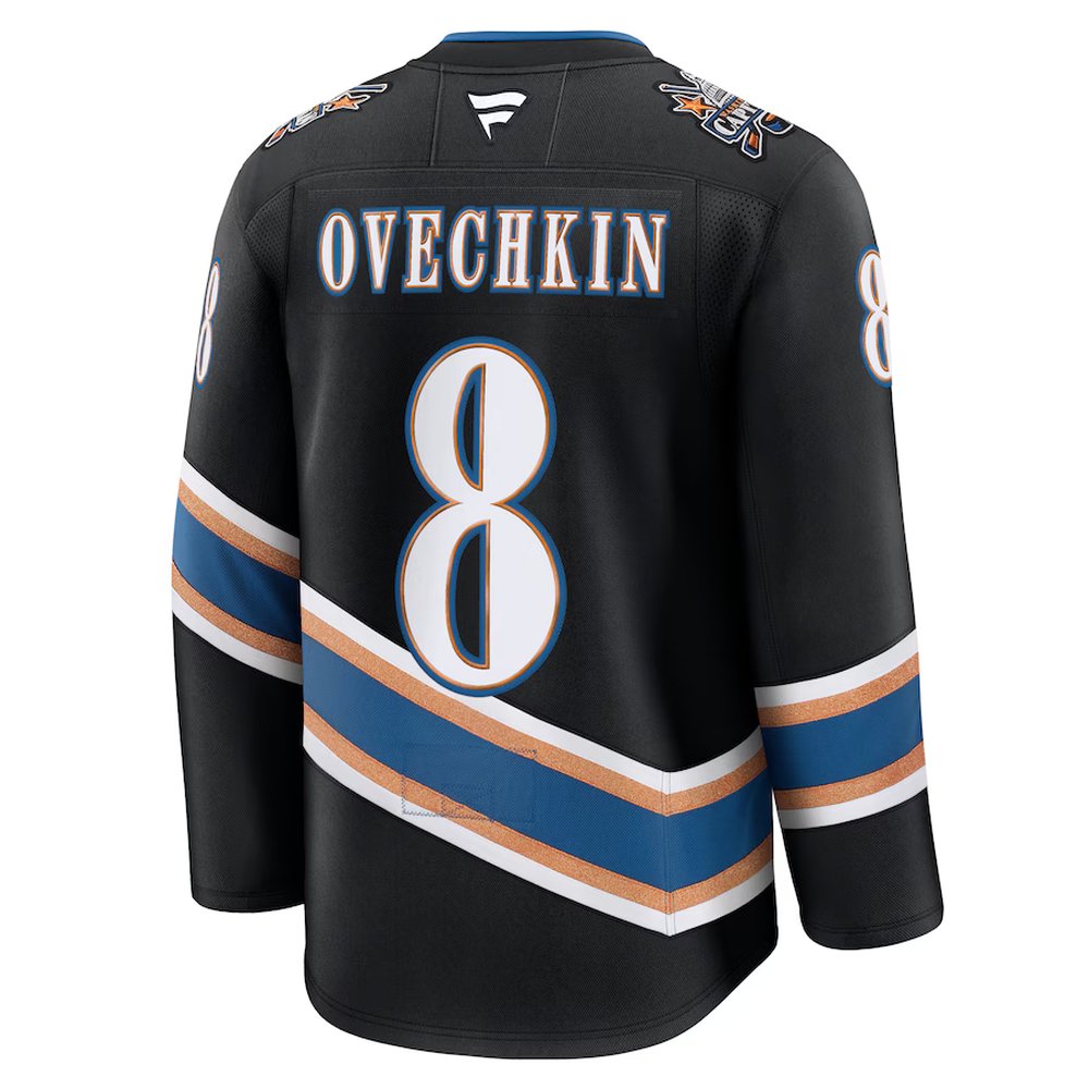 Men's Washington Capitals #8 Alexander Ovechkin Black Alternate 50th Anniversary Premium Jersey Men's Washington Capitals #8 Alexander Ovechkin Black Alternate 50th Anniversary Premium Jersey