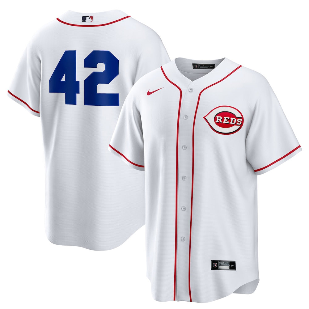 Youth Cincinnati Reds #42 Jackie Robinson Nike White Home 2025 Jackie Robinson Day Replica Jersey
