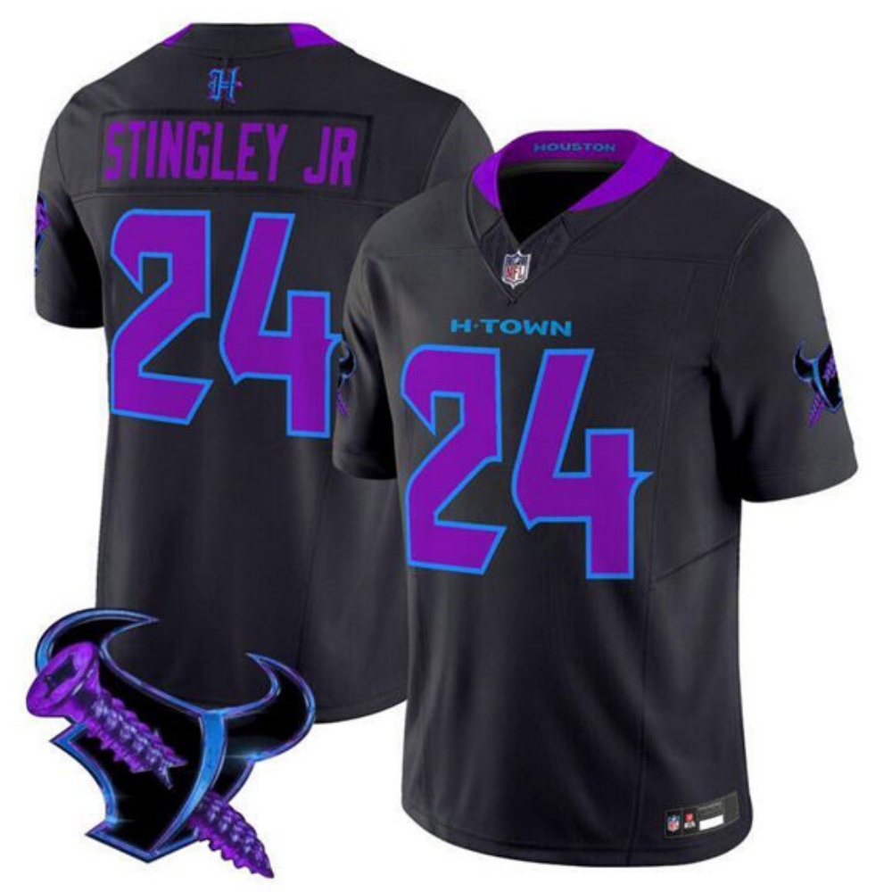 Men's Houston Texans #24 Derek Stingley Jr. Black F.U.S.E. 2025 DJ SCREW Vapor Limited Stitched Football Jersey Men's Houston Texans #24 Derek Stingley Jr. Black F.U.S.E. 2025 DJ SCREW Vapor Limited Stitched Football Jersey