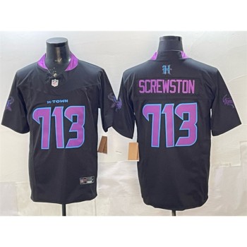 Men's Houston Texans #713 Screwston Black F.U.S.E. 2025 DJ SCREW Vapor Limited Stitched Football Jersey Men's Houston Texans #713 Screwston Black F.U.S.E. 2025 DJ SCREW Vapor Limited Stitched Football Jersey