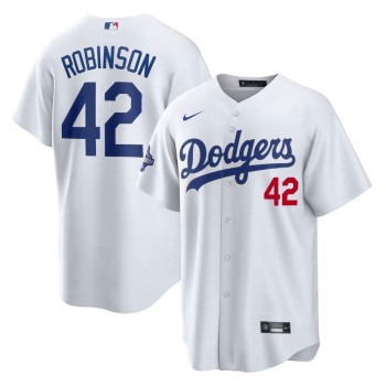 Men's Los Angeles Dodgers #42 Jackie Robinson White 2025 World Series Champions Home Limited Jersey