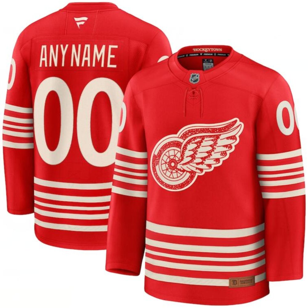 Youth Detroit Red Wings Custom Red 2025 Centennial Premium Stitched Hockey Jersey Youth Detroit Red Wings Custom Red 2025 Centennial Premium Stitched Hockey Jersey