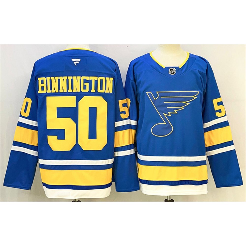 Youth St. Louis Blues #50 Jordan Binnington Blue 2025 Stitched Hockey Jersey Youth St. Louis Blues #50 Jordan Binnington Blue 2025 Stitched Hockey Jersey