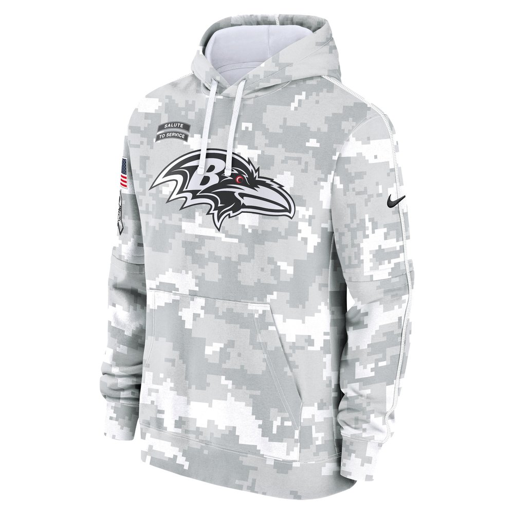 Youth Baltimore Ravens White/Gray 2024 Salute To Service Pullover Hoodie Youth Baltimore Ravens White/Gray 2024 Salute To Service Pullover Hoodie