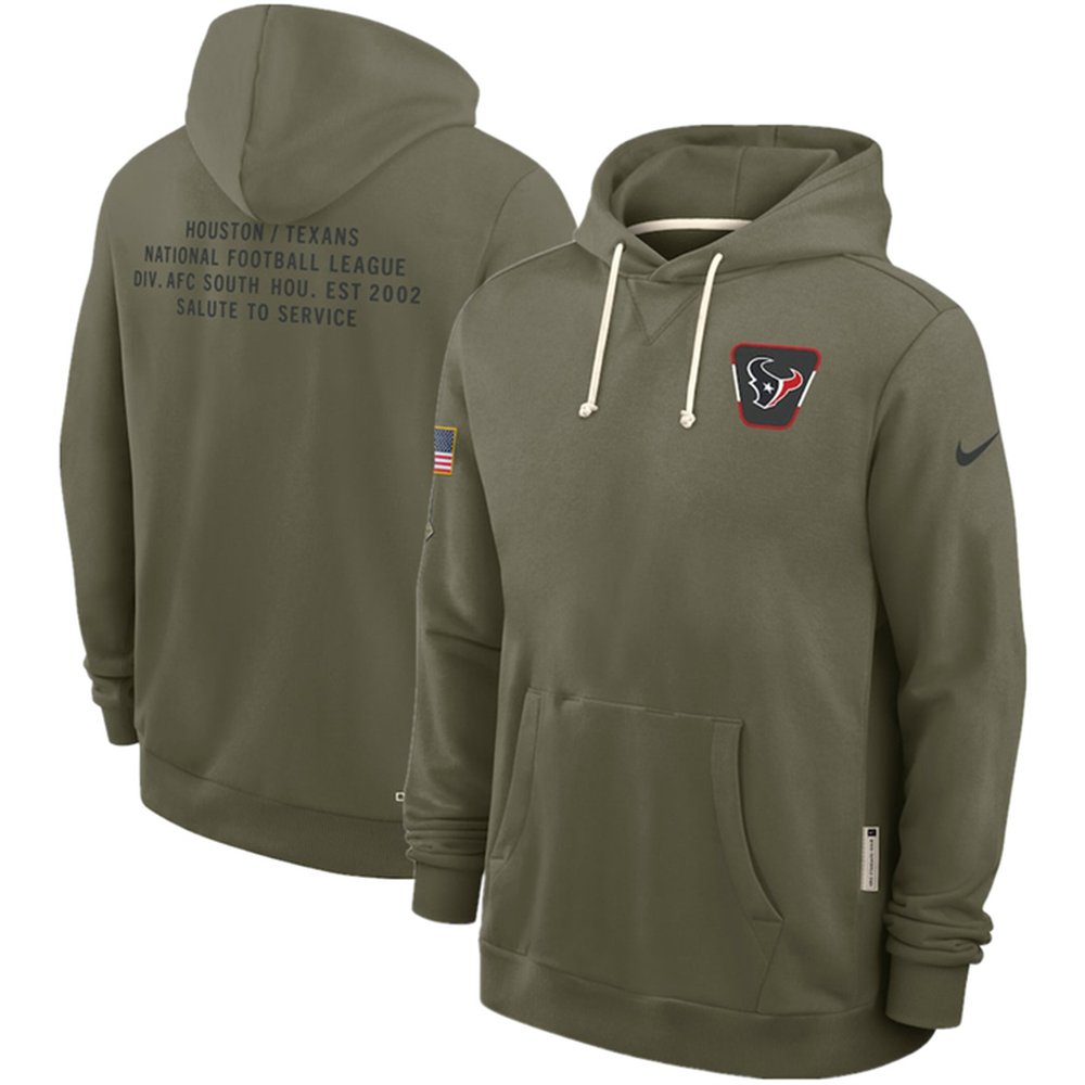 Men's Houston Texans Olive 2025 Salute to Service Pullover Hoodie