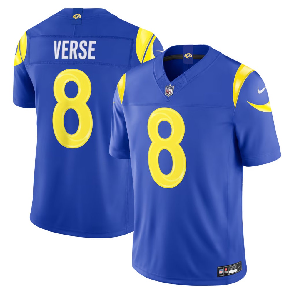Men's Los Angeles Rams #8 Jared Verse Royal Vapor F.U.S.E. Sewn Down Limited Jersey Men's Los Angeles Rams #8 Jared Verse Royal Vapor F.U.S.E. Sewn Down Limited Jersey
