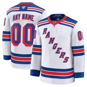 Men's New York Rangers White Away Premium Custom Jersey Men's New York Rangers White Away Premium Custom Jersey