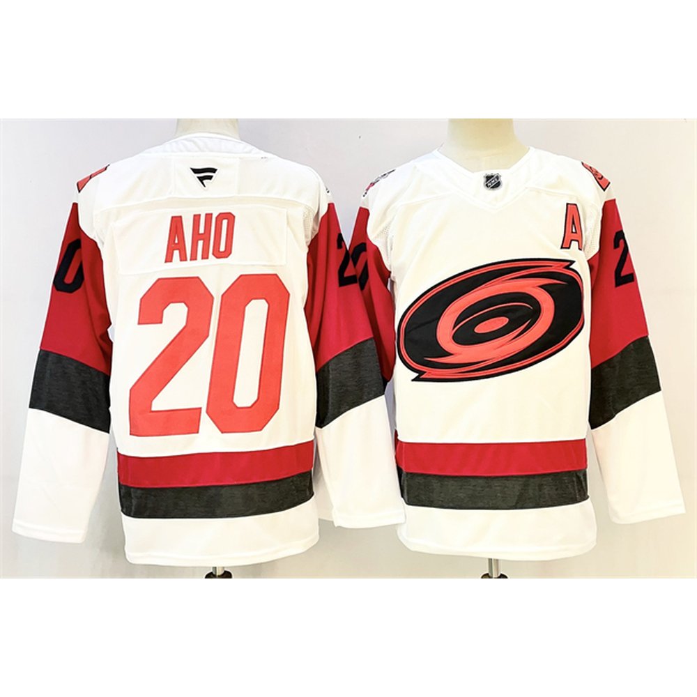 Youth Carolina Hurricanes #20 Sebastian Aho White 2024-25 With A Patch Home Stitched Hockey Jersey