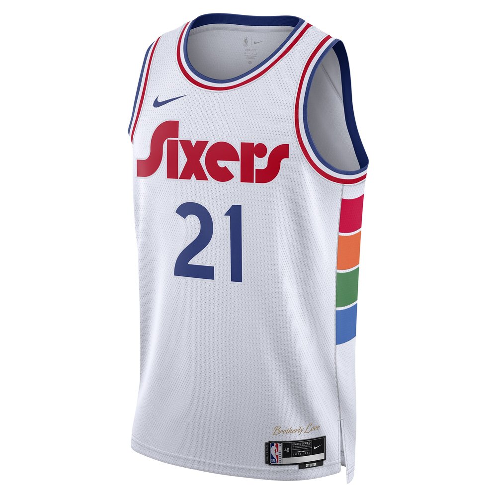 Unisex Philadelphia 76ers Joel Embiid White 2024/25 Swingman Player Jersey - City Edition Unisex Philadelphia 76ers Joel Embiid White 2024/25 Swingman Player Jersey - City Edition