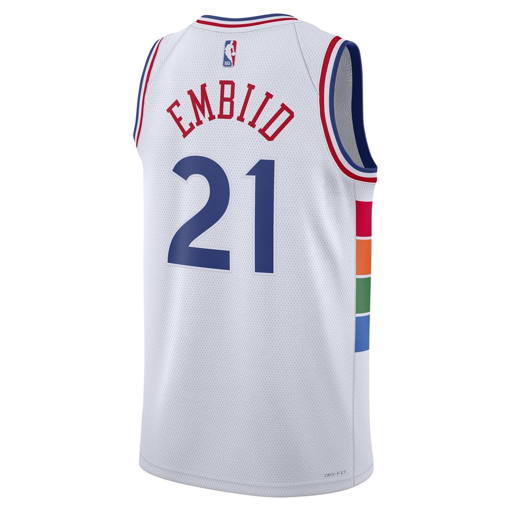 Unisex Philadelphia 76ers Joel Embiid White 2024/25 Swingman Player Jersey - City Edition Unisex Philadelphia 76ers Joel Embiid White 2024/25 Swingman Player Jersey - City Edition
