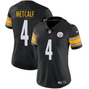 Women's Pittsburgh Steelers #4 DK Metcalf 2025 Black Vapor Stitched Football Jersey Women's Pittsburgh Steelers #4 DK Metcalf 2025 Black Vapor Stitched Football Jersey