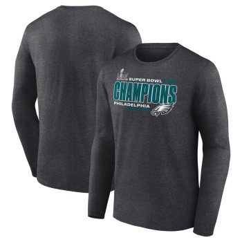 Men's Philadelphia Eagles Heather Charcoal Super Bowl LIX Champions Under The Lights Long Sleeve T-Shirt Men's Philadelphia Eagles Heather Charcoal Super Bowl LIX Champions Under The Lights Long Sleeve T-Shirt