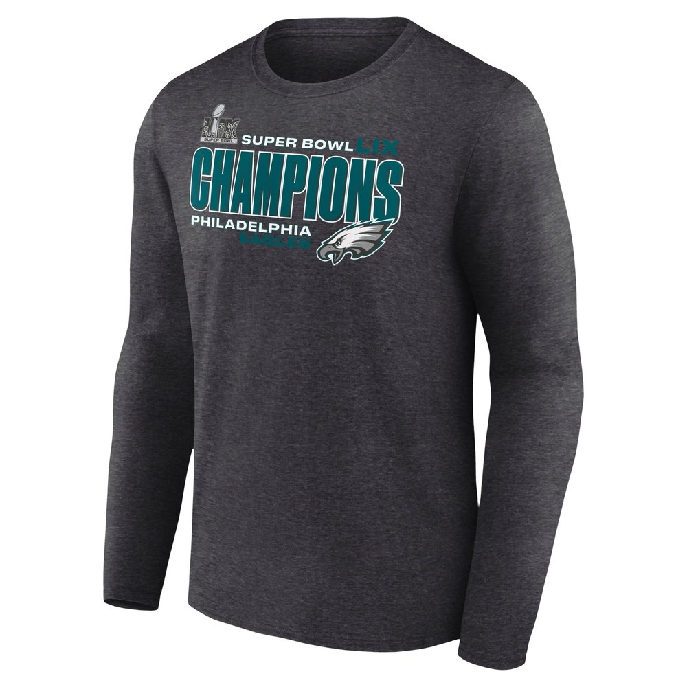 Men's Philadelphia Eagles Heather Charcoal Super Bowl LIX Champions Under The Lights Long Sleeve T-Shirt Men's Philadelphia Eagles Heather Charcoal Super Bowl LIX Champions Under The Lights Long Sleeve T-Shirt
