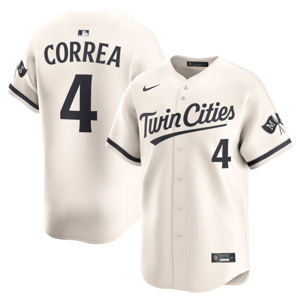 Men's Minnesota Twins #4 Carlos Correa Cream Alternate Limited Player Jersey
