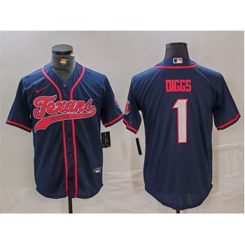 Men's Houston Texans #1 Stefon Diggs Navy With Patch Cool Base Stitched Baseball Jersey Men's Houston Texans #1 Stefon Diggs Navy With Patch Cool Base Stitched Baseball Jersey