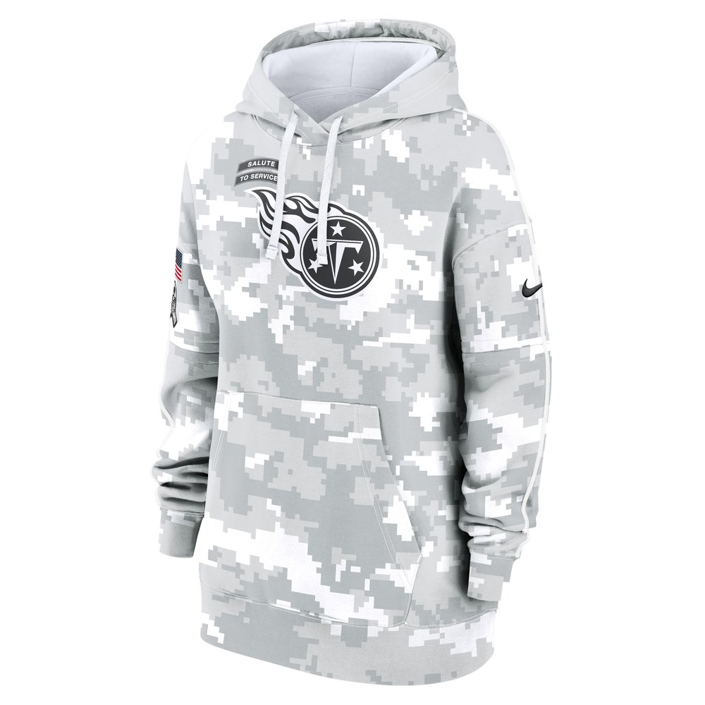 Women's Tennessee Titans Arctic Camo 2024 Salute To Service Club Fleece Pullover Hoodie Women's Tennessee Titans Arctic Camo 2024 Salute To Service Club Fleece Pullover Hoodie