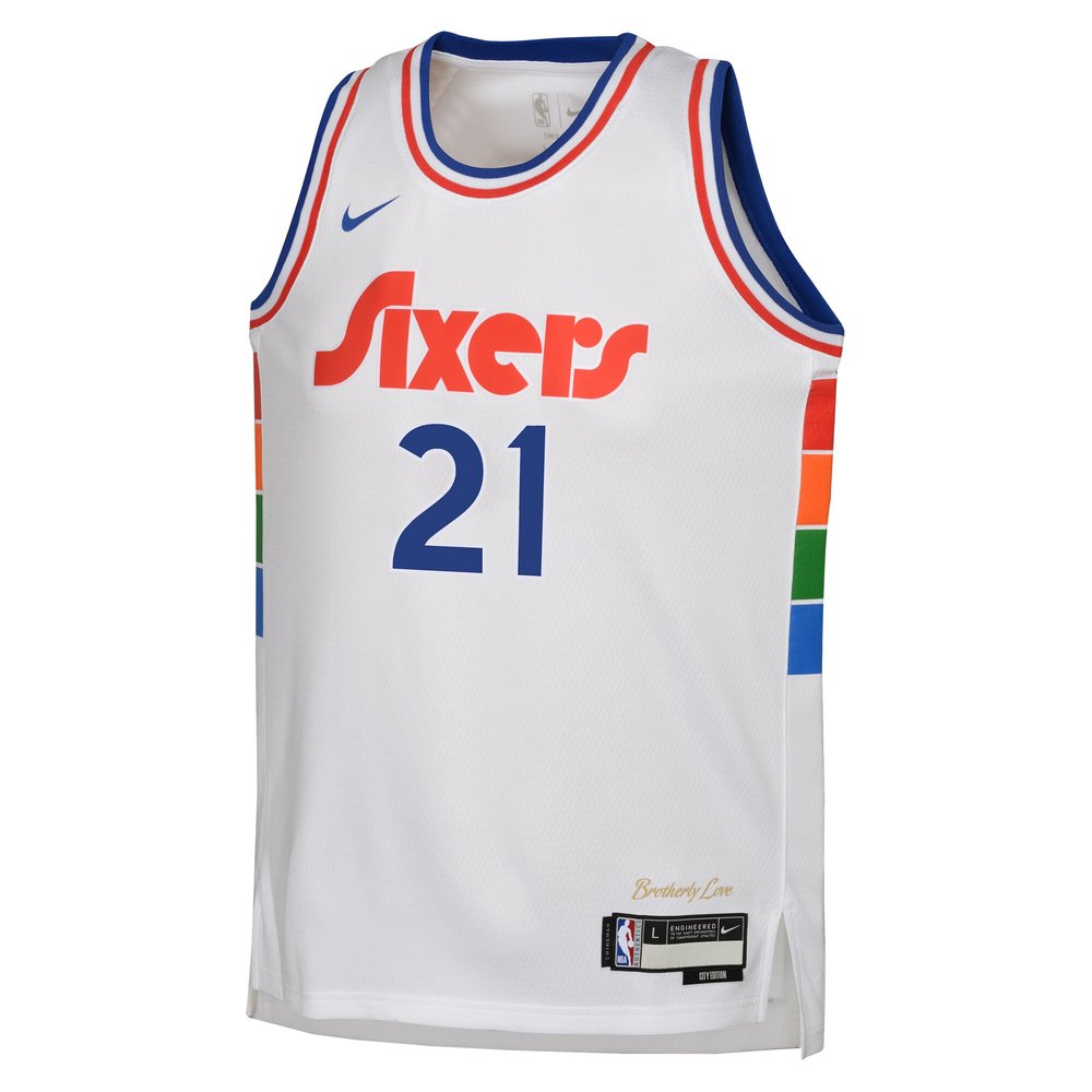 Youth Philadelphia 76ers Joel Embiid White 2024/25 Swingman Player Jersey - City Edition Youth Philadelphia 76ers Joel Embiid White 2024/25 Swingman Player Jersey - City Edition