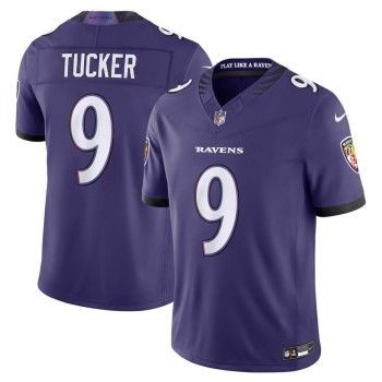 Men's Baltimore Ravens #9 Justin Tucker Purple Vapor F.U.S.E. Sewn Down Limited Jersey