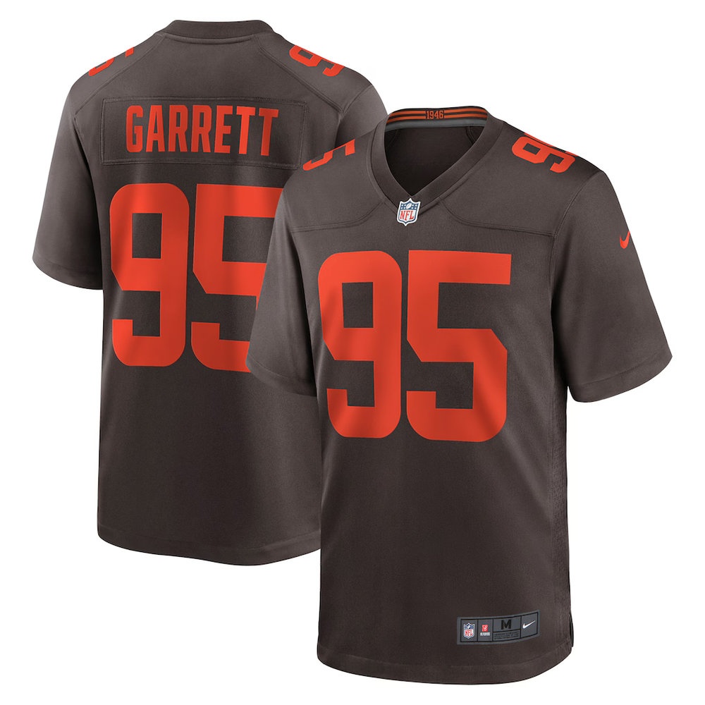 Men's Cleveland Browns #95 Myles Garrett Brown Alpha Dawg Game Jersey