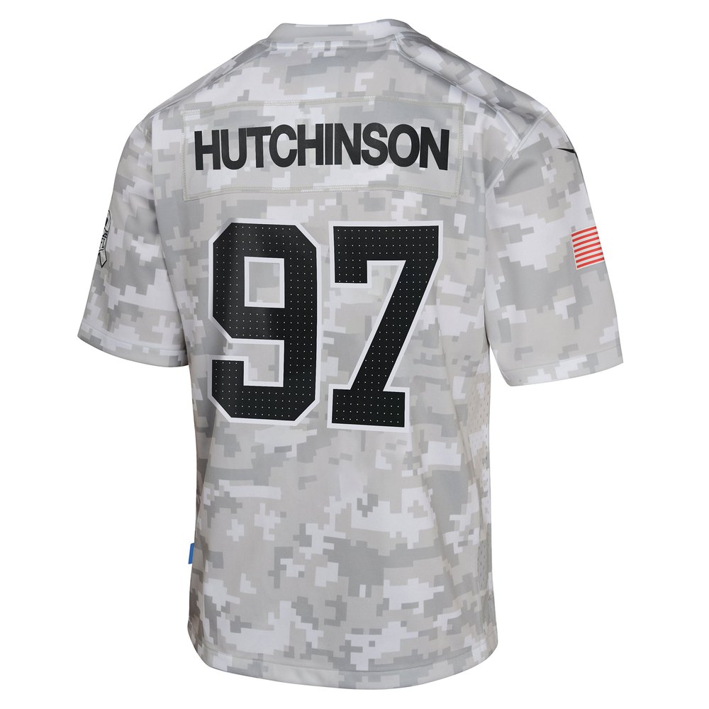 Youth Detroit Lions #97 Aidan Hutchinson Arctic Camo 2024 Salute to Service Game Jersey Youth Detroit Lions #97 Aidan Hutchinson Arctic Camo 2024 Salute to Service Game Jersey
