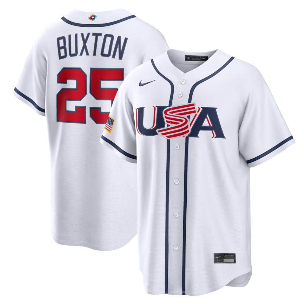 Men's USA Baseball #25 Byron Buxton White 2026 World Baseball Classic Home Stadium Jersey