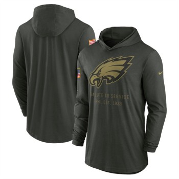 Men's Philadelphia Eagles Forest Green 2025 Salute to Service Sideline Dri-FIT Lightweight Pullover Hoodie