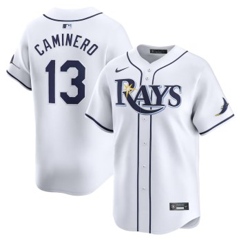 Men's Tampa Bay Rays #13 Junior Caminero White Home Limited Player Jersey