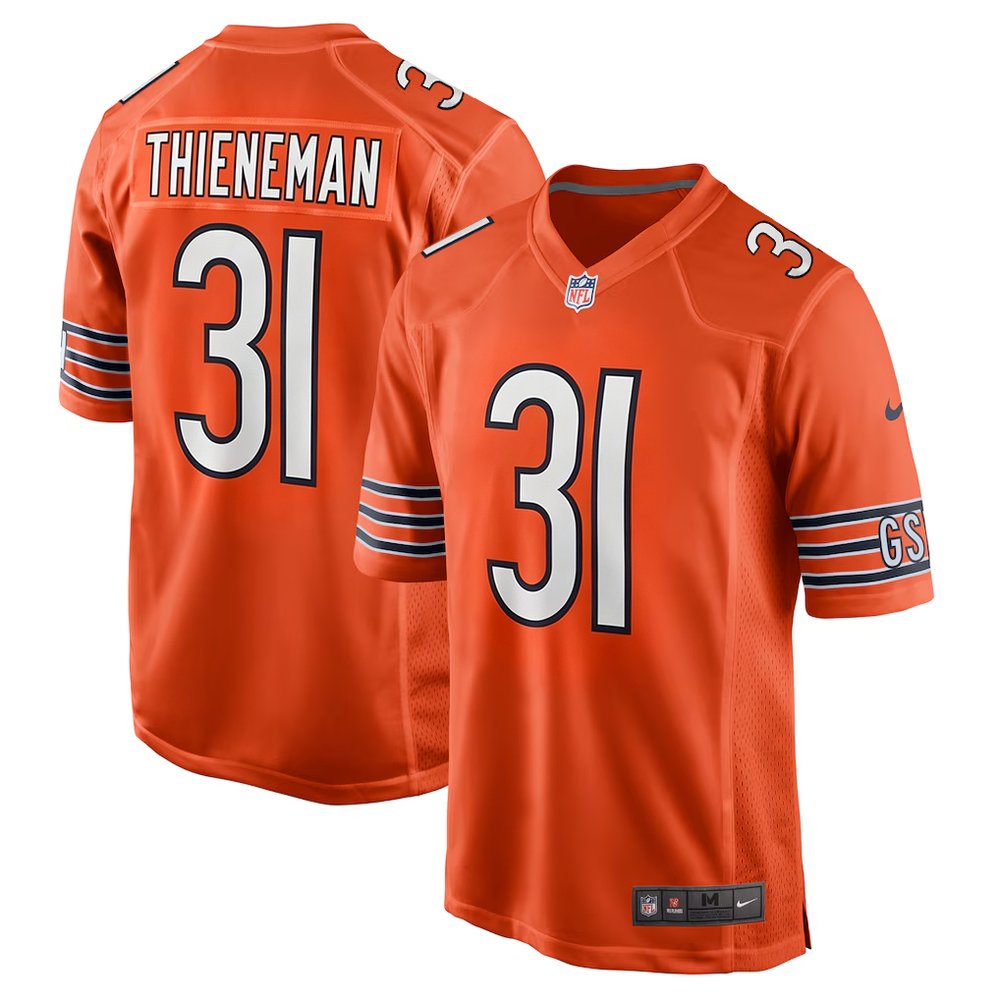 Men's Chicago Bears #31 Dillon Thieneman Orange 2026 NFL Draft Game Jersey