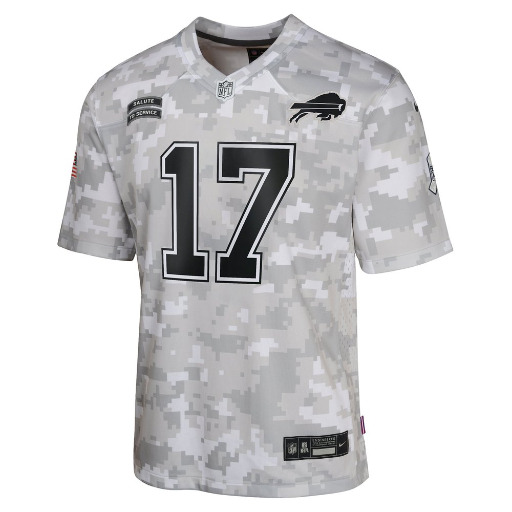 Youth Buffalo Bills Josh Allen Arctic Camo 2024 Salute to Service Game Jersey Youth Buffalo Bills Josh Allen Arctic Camo 2024 Salute to Service Game Jersey