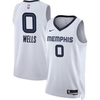 Men's Memphis Grizzlies #0 Jaylen Wells White 2024 Draft Association Edition Stitched Jersey Men's Memphis Grizzlies #0 Jaylen Wells White 2024 Draft Association Edition Stitched Jersey
