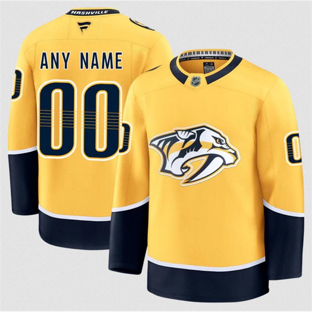 Men's Nashville Predators Custom Gold 2024-25 Home Stitched Hockey Premium Jersey