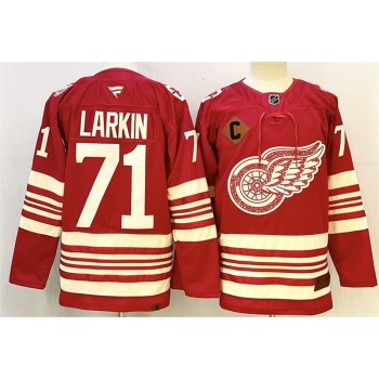 Youth Detroit Red Wings #71 Dylan Larkin Red 2025-26 With C Patch Centennial Premium Stitched Hockey Jersey Youth Detroit Red Wings #71 Dylan Larkin Red 2025-26 With C Patch Centennial Premium Stitched Hockey Jersey