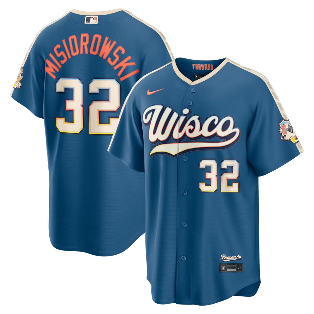 Men's Milwaukee Brewers #32 Jacob Misiorowski Nike Mineral Blue 2026 City Connect Stadium Jersey