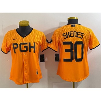 Women's Pittsburgh Pirates #30 Paul Skenes Gold City Connect Stitched Jersey Women's Pittsburgh Pirates #30 Paul Skenes Gold City Connect Stitched Jersey