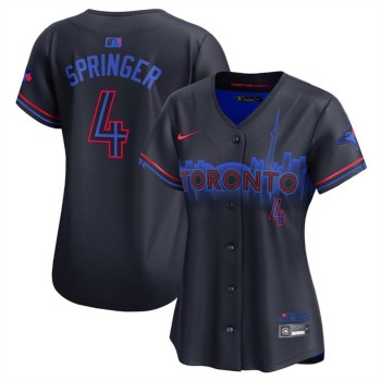 Women's Toronto Blue Jays #4 George Springer Black 2024 City Connect Limited Stitched Baseball Jersey(Run Small) Women's Toronto Blue Jays #4 George Springer Black 2024 City Connect Limited Stitched Baseball Jersey(Run Small)