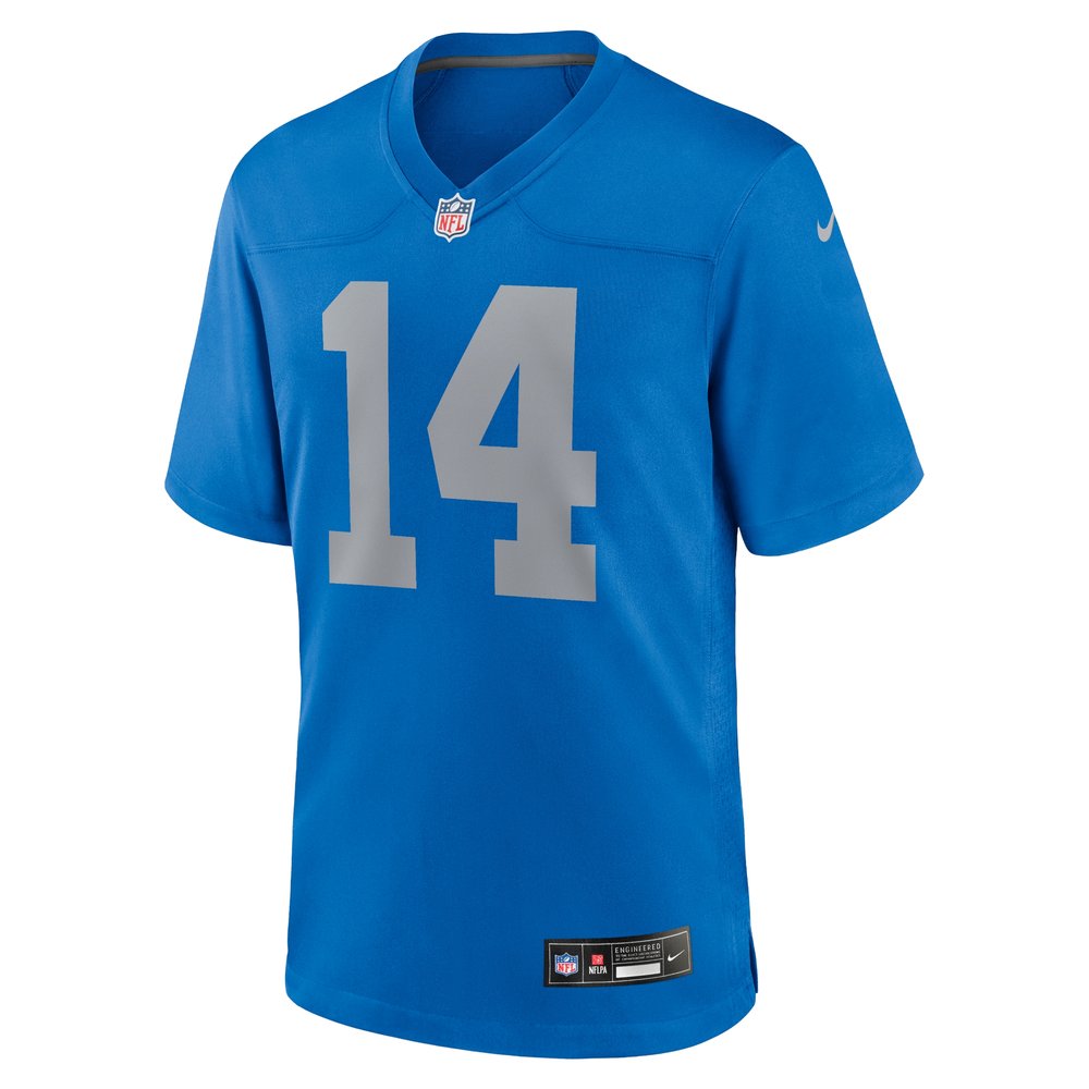 Men's Detroit Lions #14 Amon-Ra St.Brown Blue Alternate Game Jersey Men's Detroit Lions #14 Amon-Ra St.Brown Blue Alternate Game Jersey