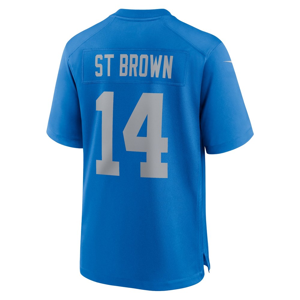 Men's Detroit Lions #14 Amon-Ra St.Brown Blue Alternate Game Jersey Men's Detroit Lions #14 Amon-Ra St.Brown Blue Alternate Game Jersey