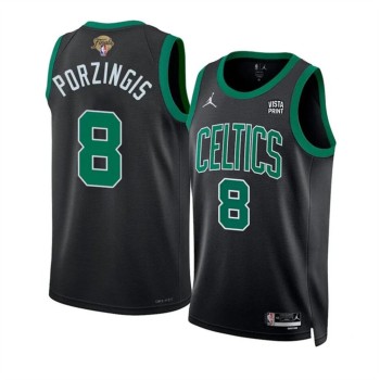 Men's Boston Celtics #8 Kristaps Porzingis Black 2024 Finals Statement Edition Stitched Basketball Jersey Men's Boston Celtics #8 Kristaps Porzingis Black 2024 Finals Statement Edition Stitched Basketball Jersey