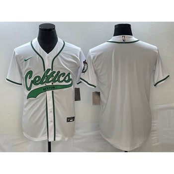 Men's Boston Celtics Blank White Stitched Baseball Jersey Men's Boston Celtics Blank White Stitched Baseball Jersey