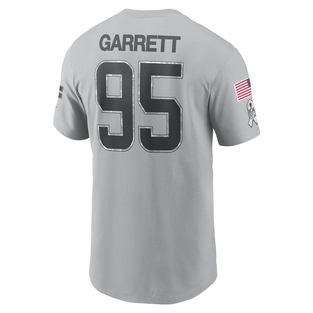 Men's Cleveland Browns Myles Garrett Gray 2024 Salute To Service Name & Number T-Shirt Men's Cleveland Browns Myles Garrett Gray 2024 Salute To Service Name & Number T-Shirt