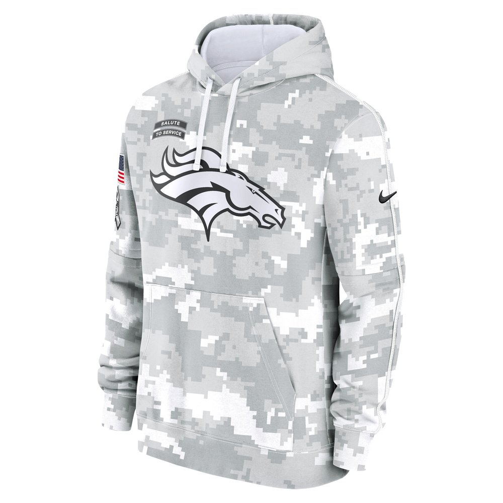 Men's Denver Broncos Arctic Camo 2024 Salute to Service Club Fleece Pullover Hoodie