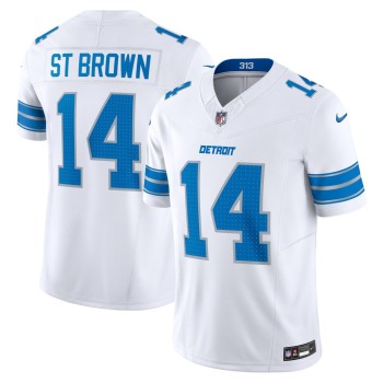Men's Detroit Lions #14 Amon-Ra St. Brown White Vapor F.U.S.E. Limited Jersey Men's Detroit Lions #14 Amon-Ra St. Brown White Vapor F.U.S.E. Limited Jersey