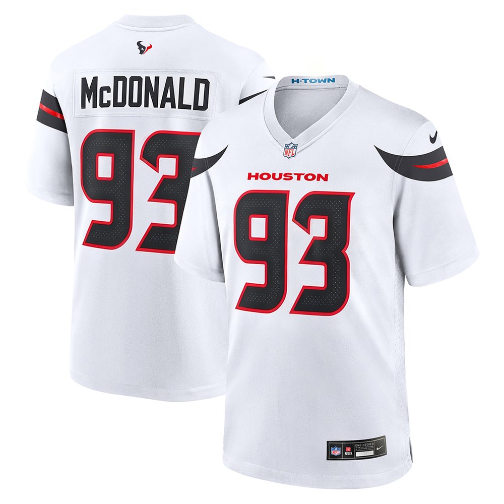 Youth Houston Texans Kayden McDonald White 2026 NFL Draft Game Jersey