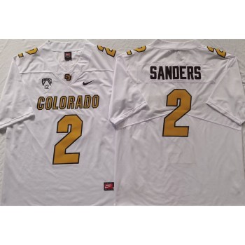 Men's Colorado Buffaloes White #2 Sanders Stitched Jersey Men's Colorado Buffaloes White #2 Sanders Stitched Jersey