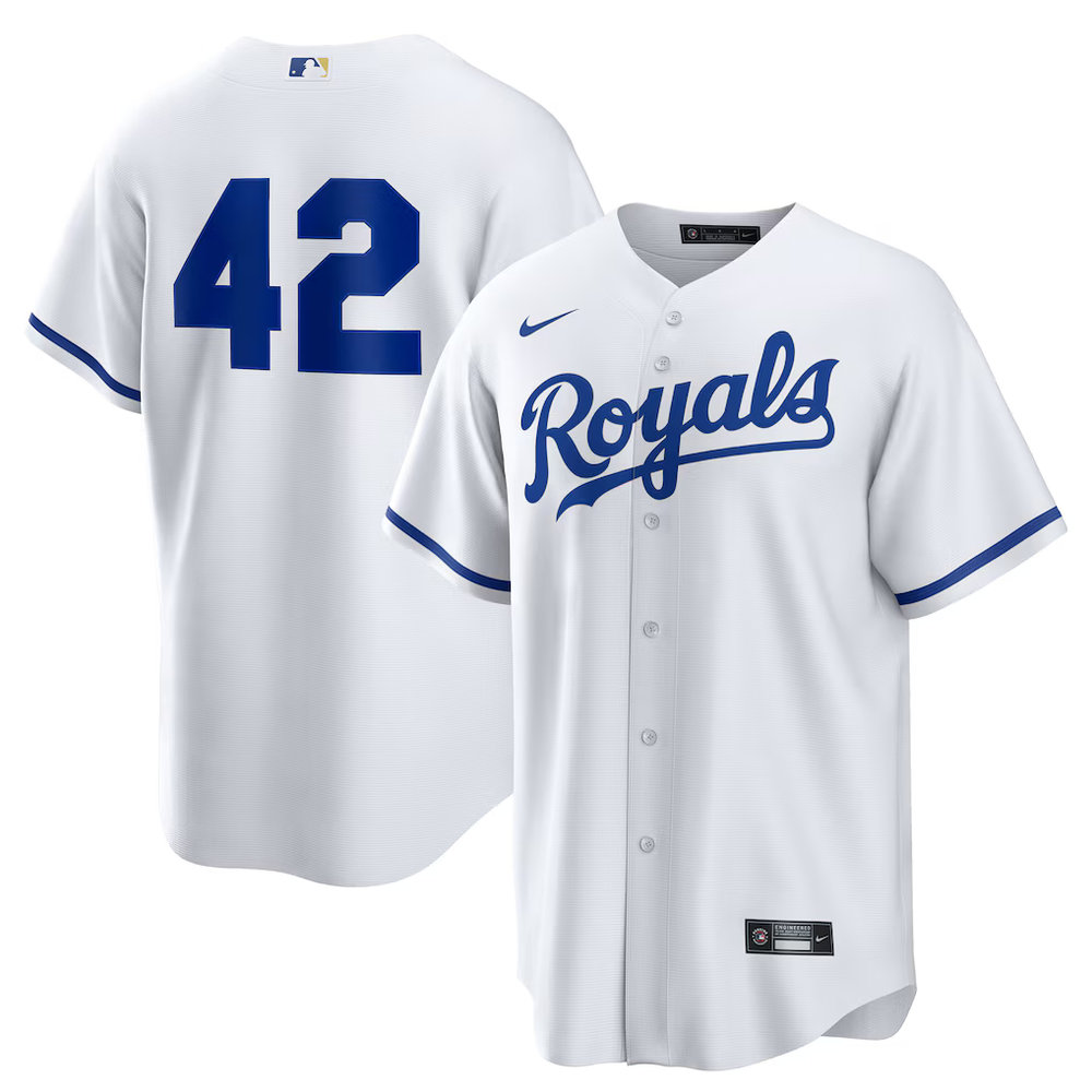 Youth Kansas City Royals #42 Jackie Robinson Nike White Home 2025 Jackie Robinson Day Replica Jersey