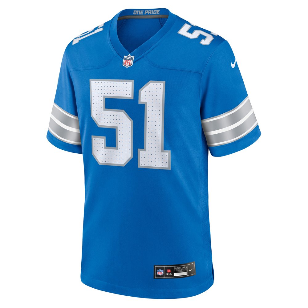 Men's Detroit Lions Steele Chambers  Blue Game Jersey Men's Detroit Lions Steele Chambers  Blue Game Jersey